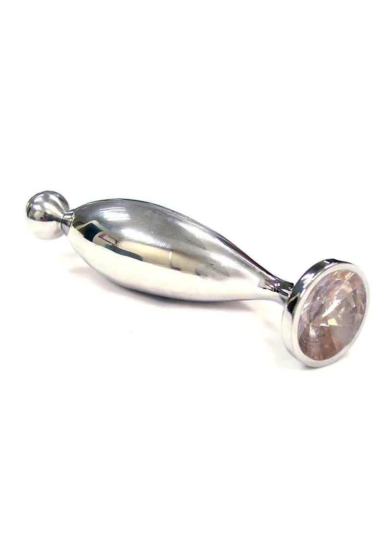 Rouge Fish Tail Stainless Steel Anal Plug Clear Jewel - Image 3