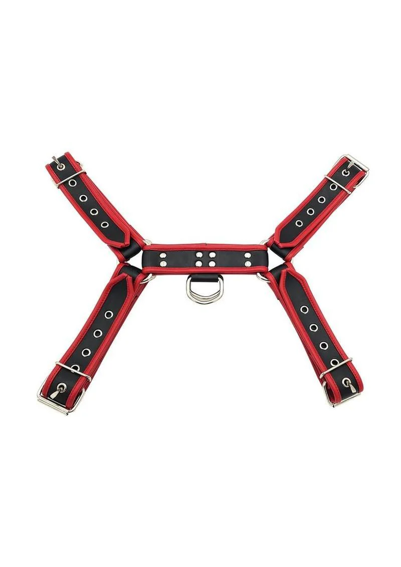 Rouge PVC O-T-H Front Harness Black And Red Adjustable Bondage - Image 3