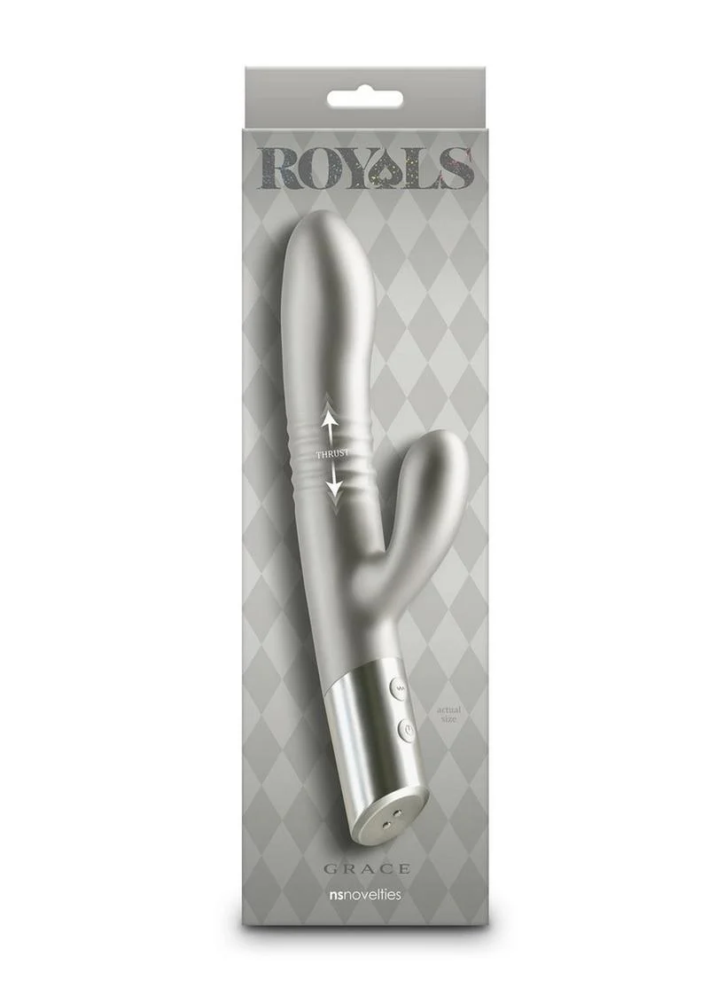 Royals Grace Rechargeable Rabbit Vibrator – Gray - Image 4