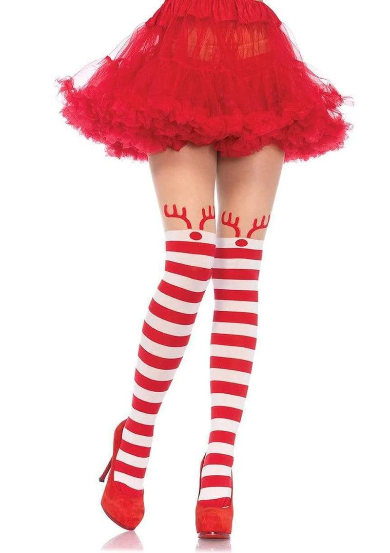 Rudolph Reindeer Striped Pantyhose
