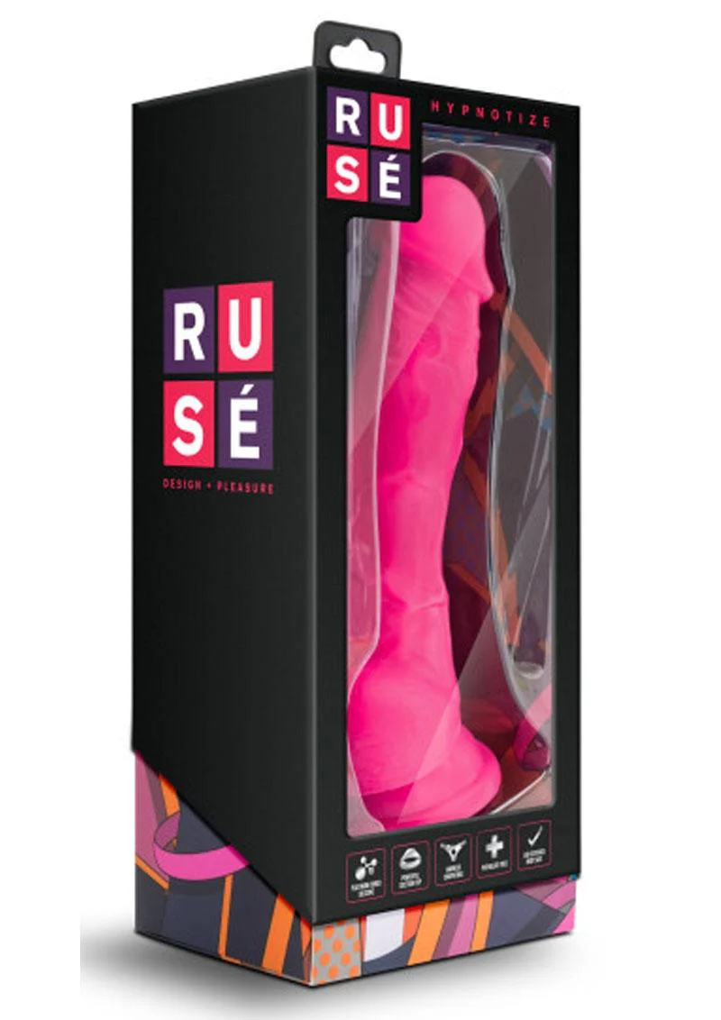 Ruse Hypnotize Silicone Dildo with Balls 7.5 Inch Cerise - Image 4