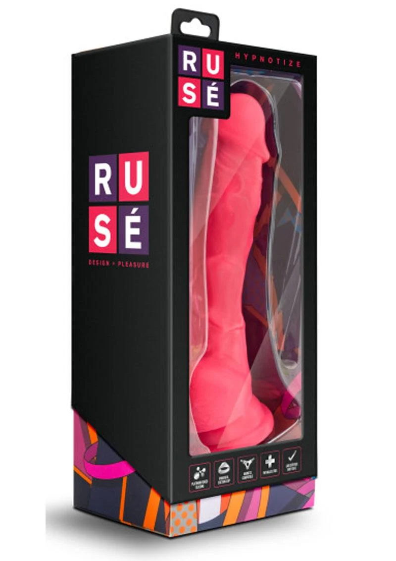 Ruse Hypnotize Silicone Dildo with Balls 7.5 Inch Cerise for Pleasure - Image 4