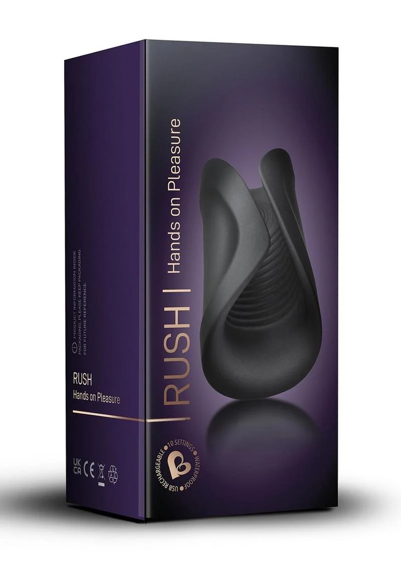 Rush Silicone Vibrating Textured Masturbator 10-Mode Waterproof Toy - Image 4