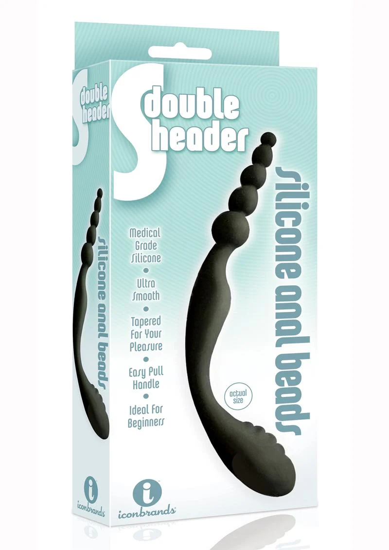 S-Double Header Silicone Anal Beads Easy Pull Handle for Beginners - Image 2