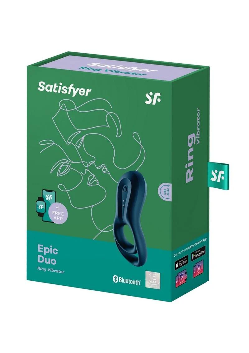 Satisfyer Epic Duo Bluetooth Silicone Vibrating Cock and Ball Ring - Image 4