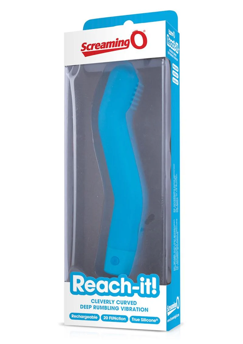 Screaming O Reach-it! USB Rechargeable Blue Silicone G-Spot Vibrator - Image 4