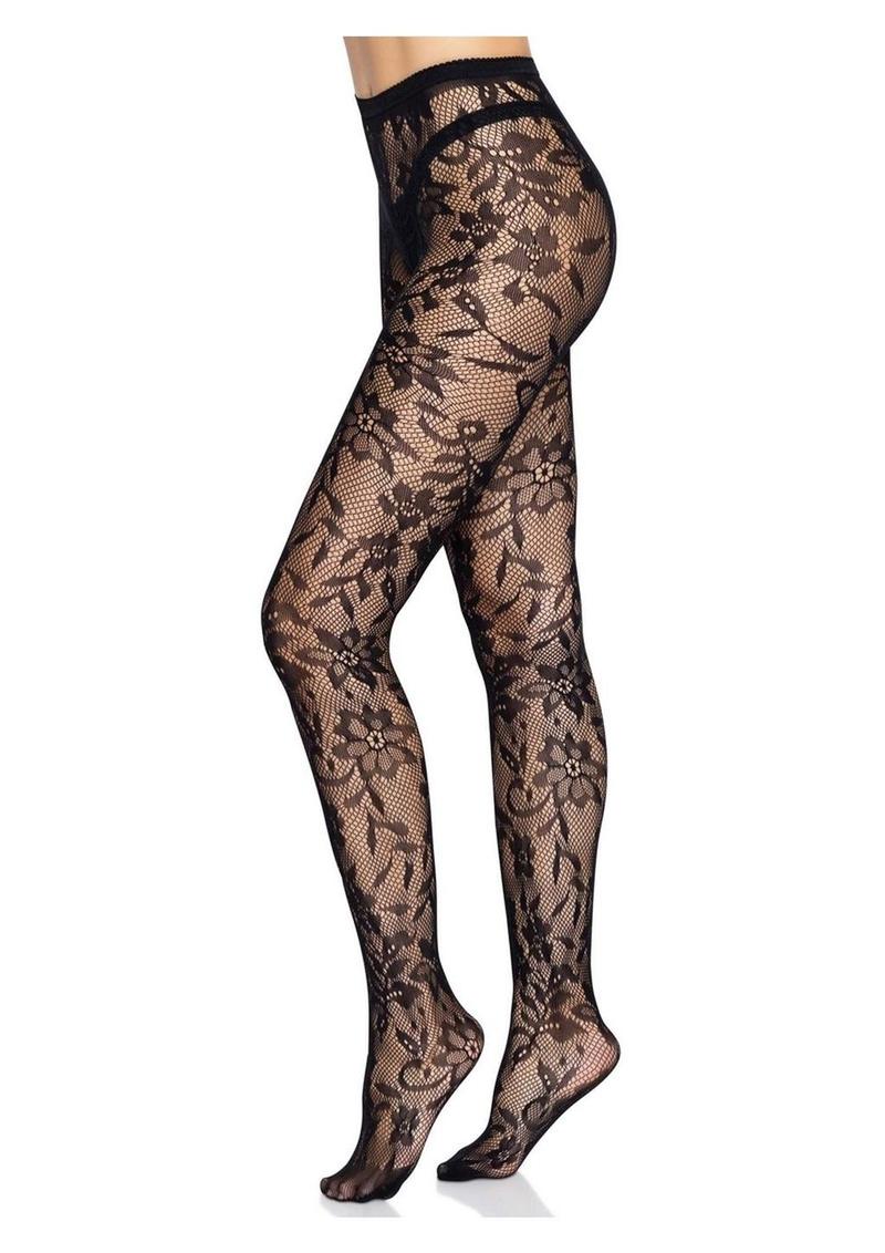 Seamless Chantilly Floral Lace Tights - Image 3