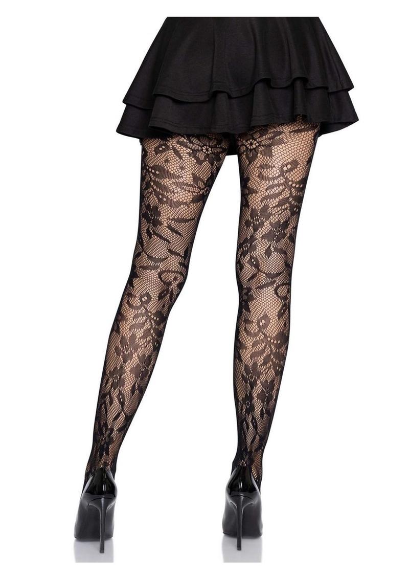 Seamless Chantilly Floral Lace Tights - Image 4