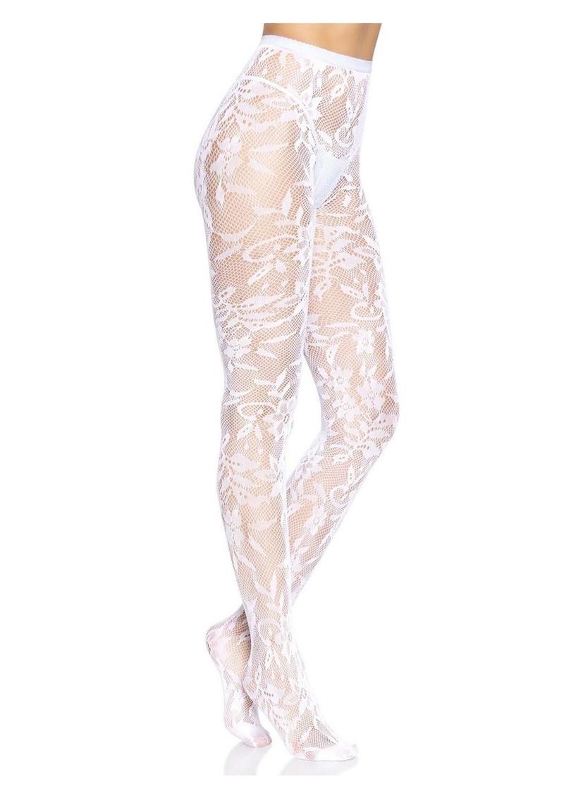 Seamless Chantilly Floral Lace Tights - Image 7