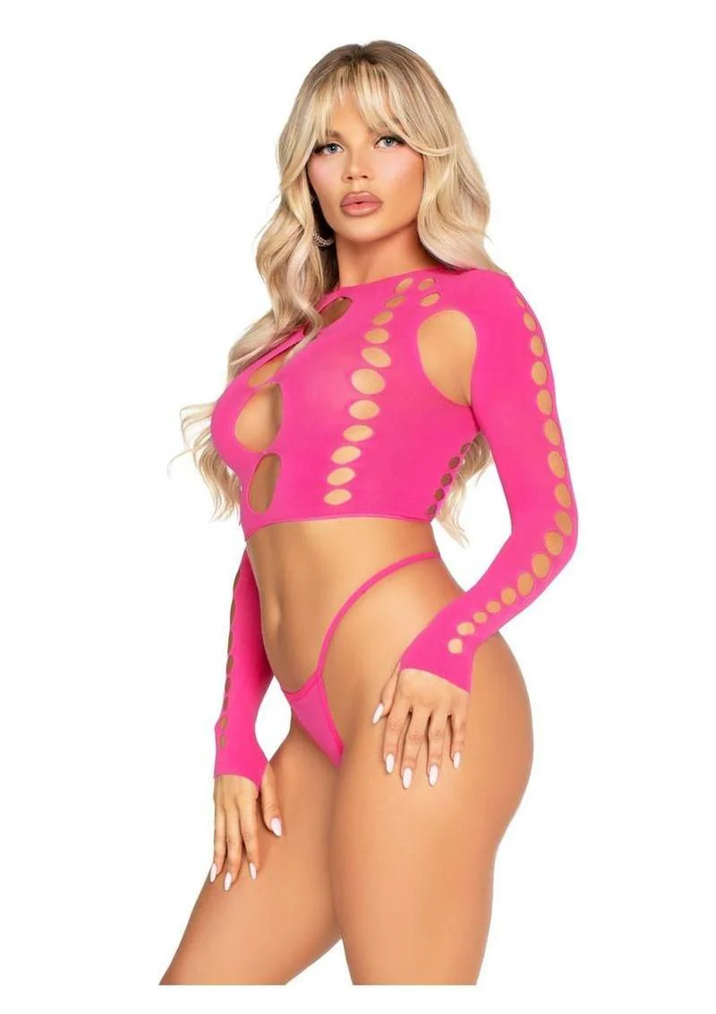Seamless Cut Out Long Sleeve Crop Top Panty - Image 2