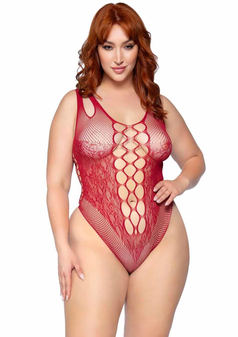 Seamless Net Lace Bodysuit With Dual Shoulder Straps - Image 4