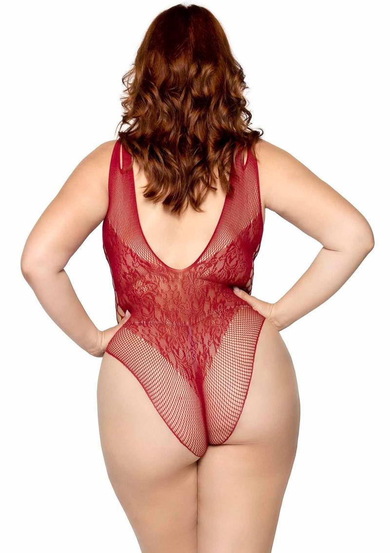 Seamless Net Lace Bodysuit With Dual Shoulder Straps - Image 5