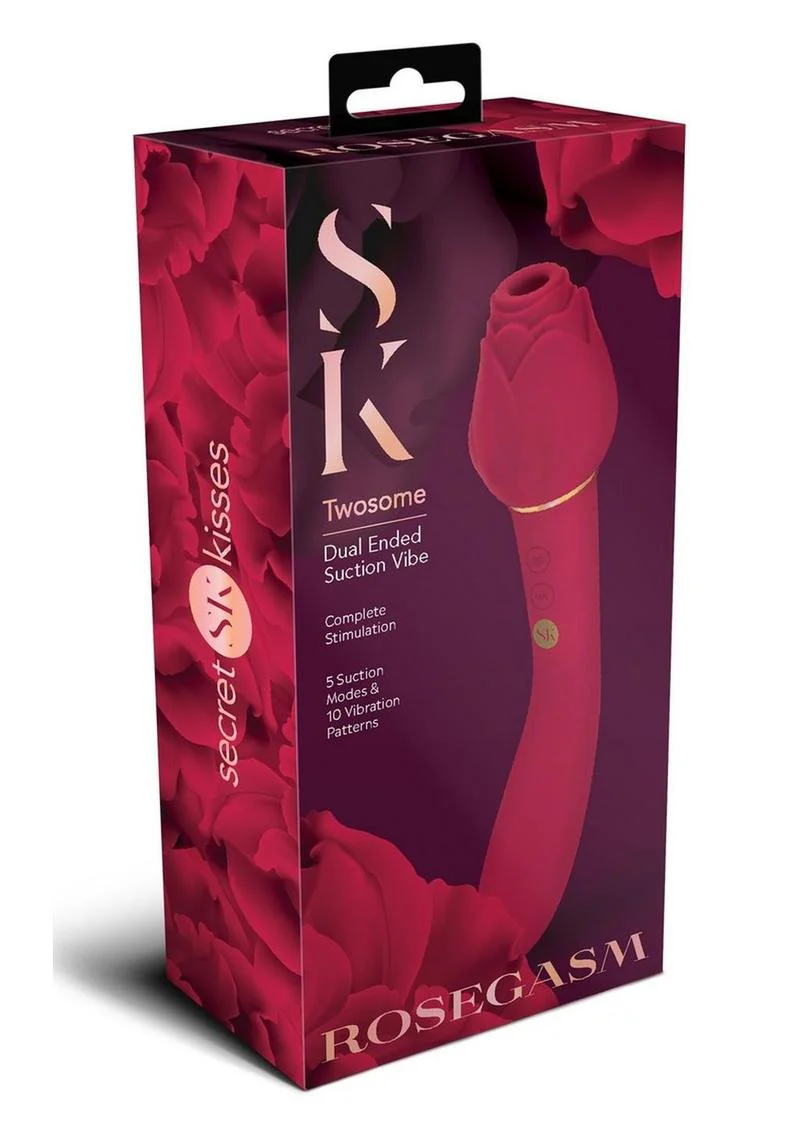 Secret Kisses Rosegasm Twosome Dual-Ended Silicone Suction Vibrator - Image 4