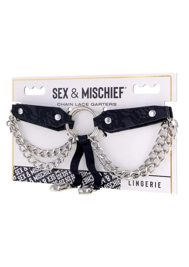 Sex and Mischief Chain Lace Garters - Image 4