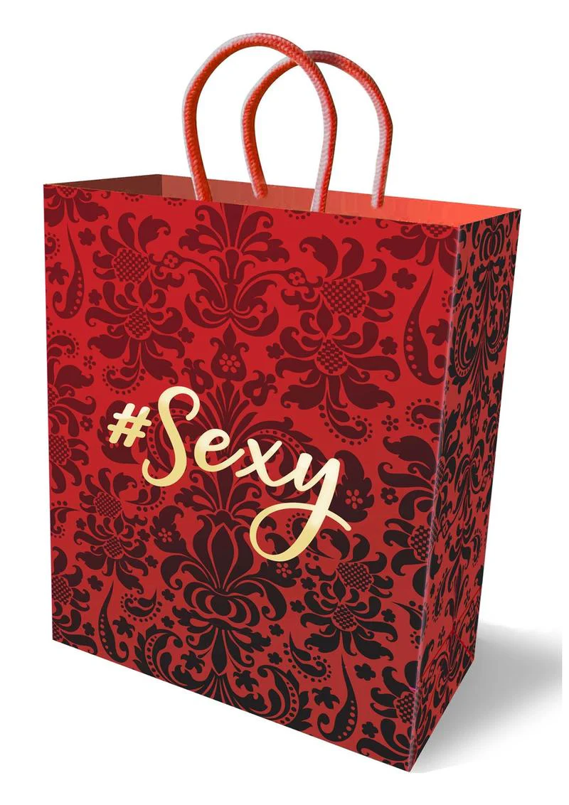 Sexy Gift Bag Red Damask Design with #Sexy Print - Image 2