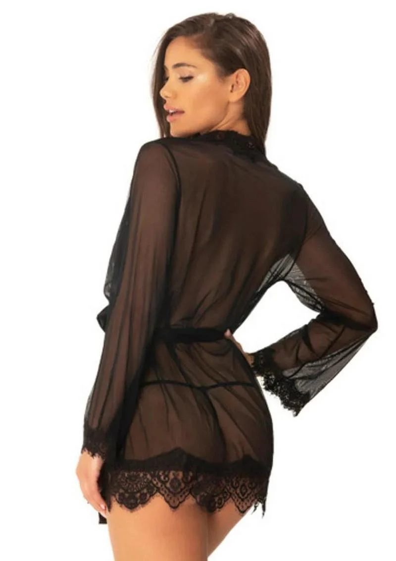 Sheer Mesh Eyelash Lace Robe Plus Size - Image 6