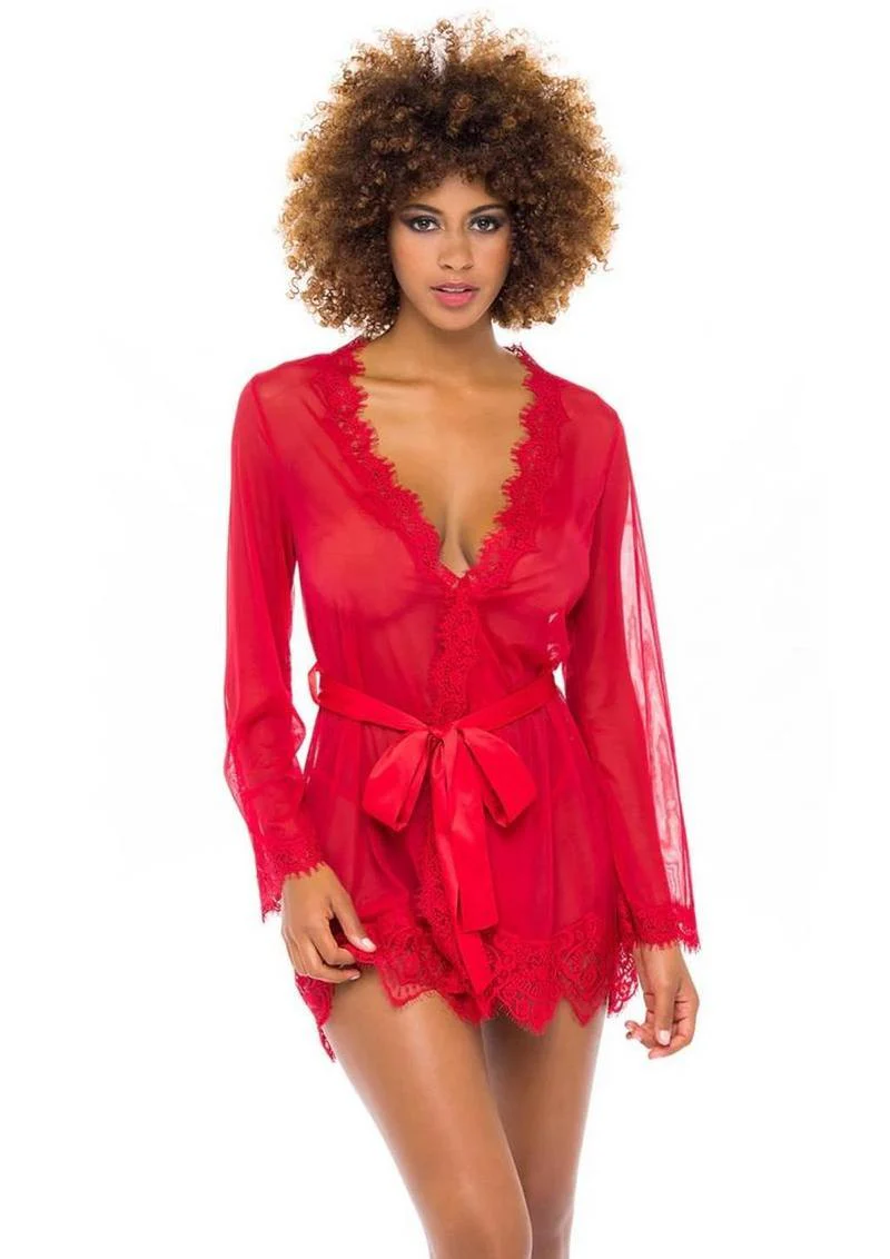 Sheer Mesh Eyelash Lace Robe Plus Size - Image 7