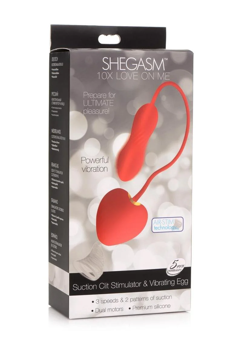 Shegasm Love on Me Rechargeable Silicone Suction Clit Stimulator & Vibrating Egg - Image 4