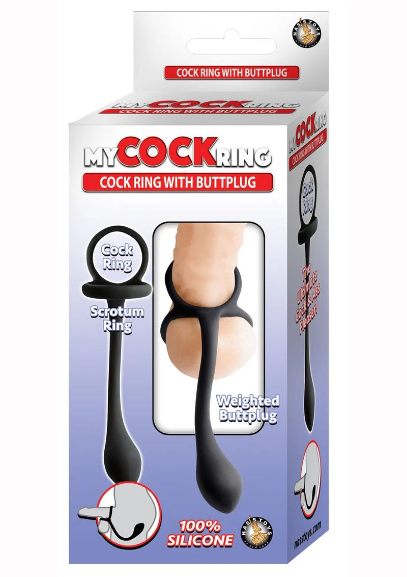 Silicone Cock Ring with Weighted Plug - Image 2