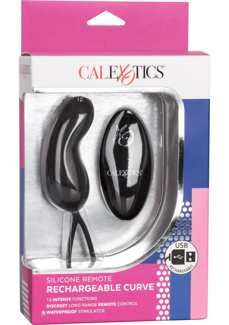 Silicone Rechargeable Curve Bullet With Remote Control Vibrators - Image 4