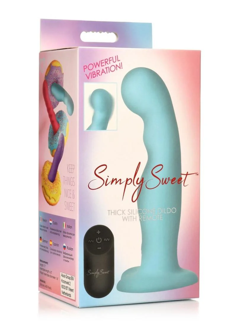 Simply Sweet 21x Vibrating Thick Silicone Dildo with Remote Control - Image 4