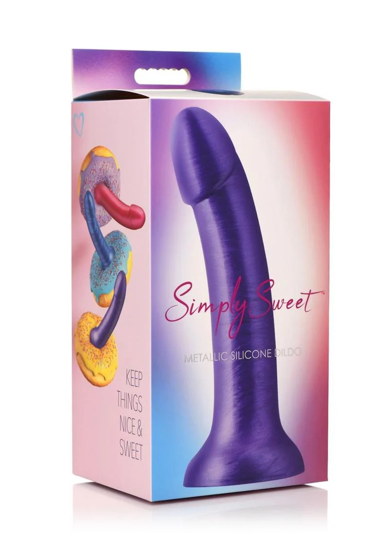 Simply Sweet Metallic Silicone Dildo 7-Inch - Image 10