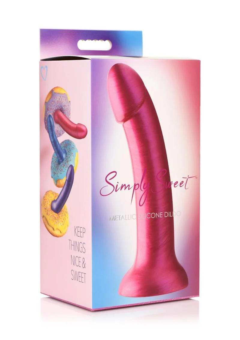Simply Sweet Metallic Silicone Dildo 7-Inch - Image 11