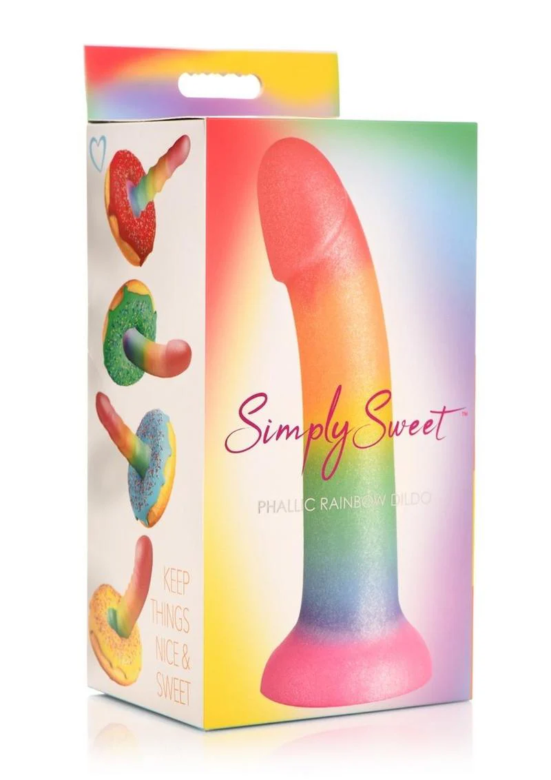 Simply Sweet Phallic Silicone Rainbow Dildo - Image 4
