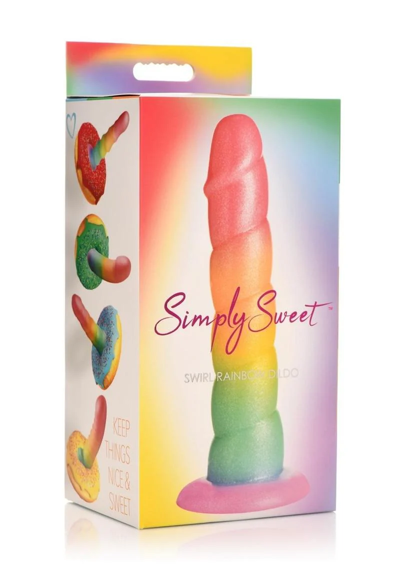 Simply Sweet Swirl Silicone Rainbow Dildo - Image 4