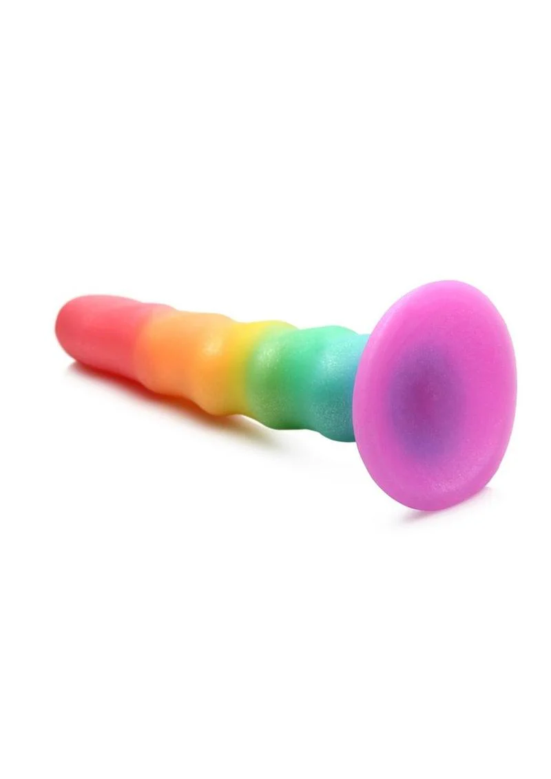 Simply Sweet Zigzag Rainbow Vibrant Playful Dildo - Image 3