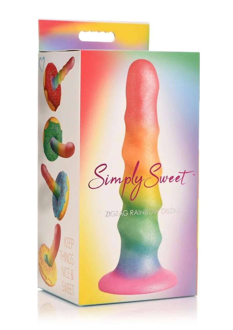 Simply Sweet Zigzag Rainbow Vibrant Playful Dildo - Image 4