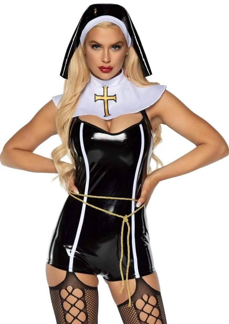 Sinful Sister Vinyl Romper Set - Image 6