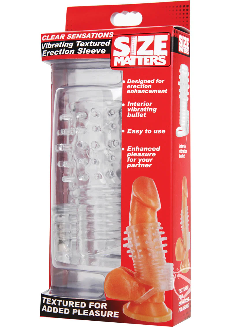 Size Matters Clear Sensations Vibrating Textured Erection Sleeve - Image 4