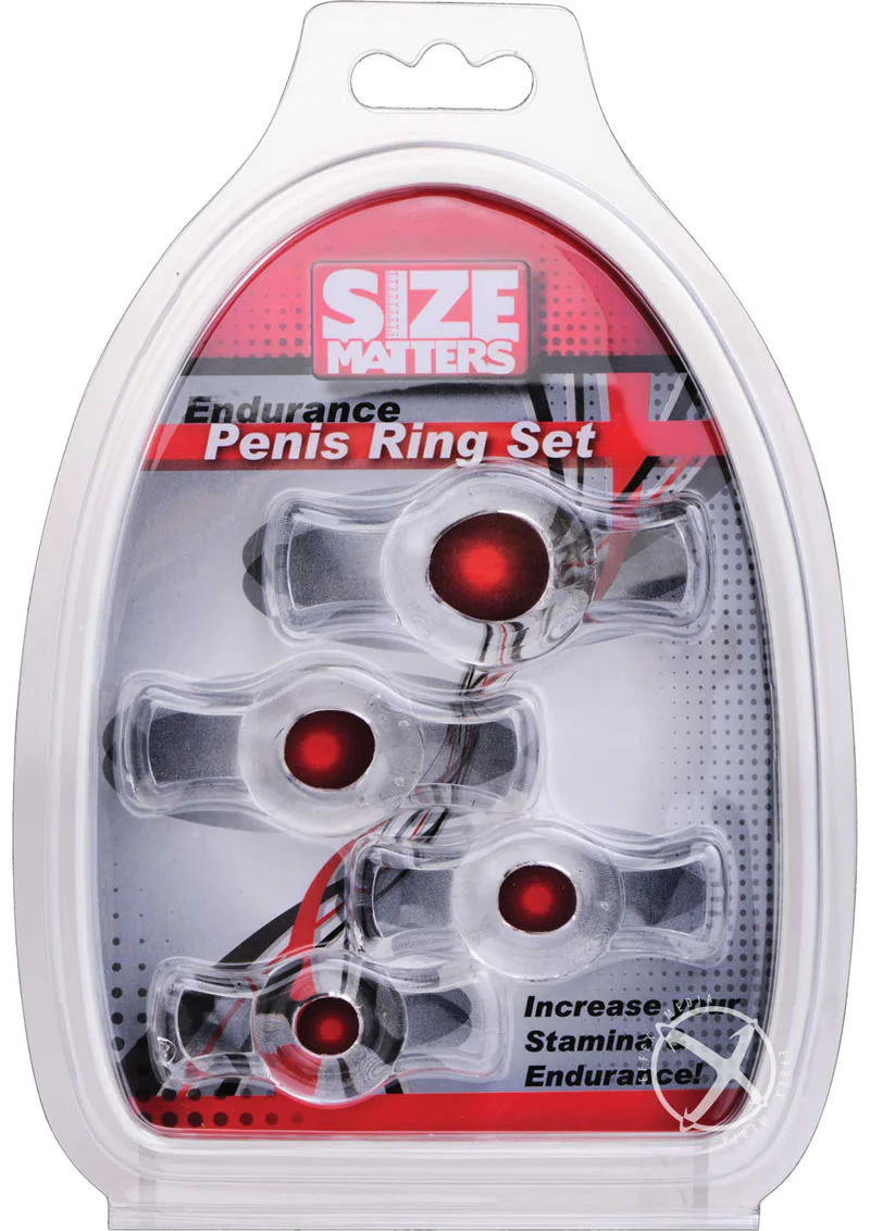 Size Matters Endurance Clear 4-Ring Penis Ring Set - Image 3