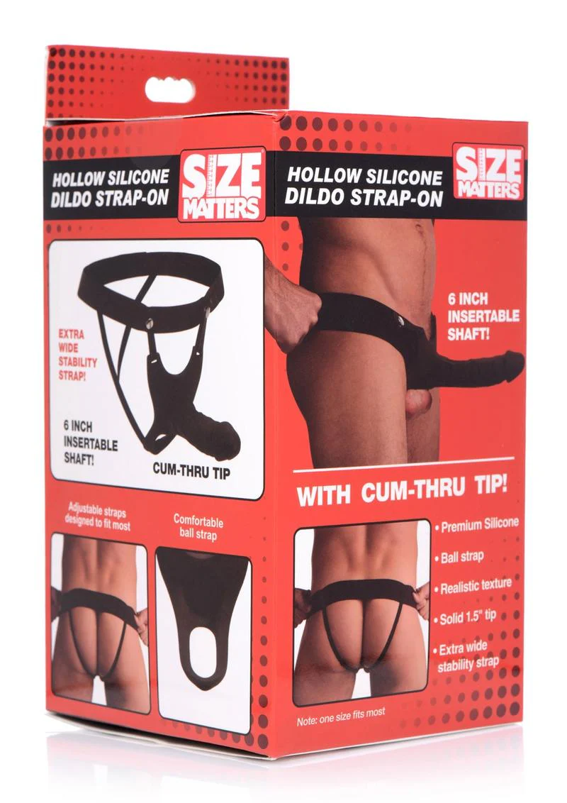 Size Matters Hollow Silicone Dildo Strap-On with Cum-Thru Tip - Image 7