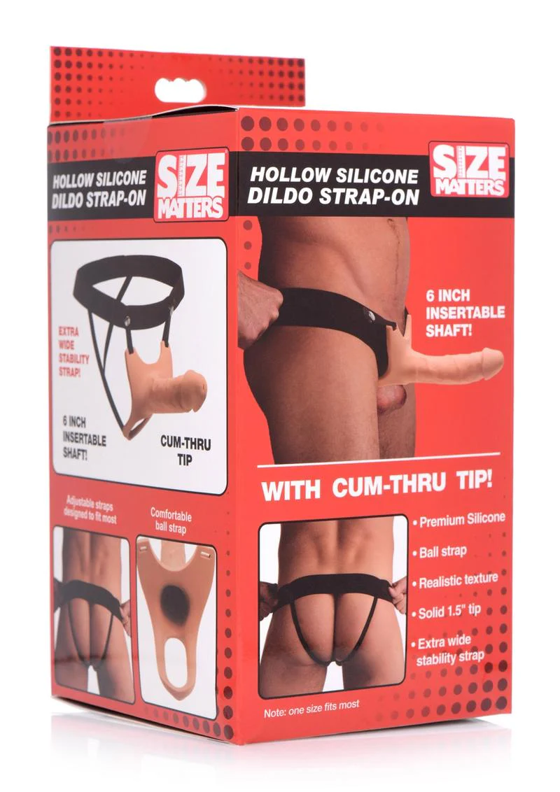 Size Matters Hollow Silicone Dildo Strap-On with Cum-Thru Tip - Image 8