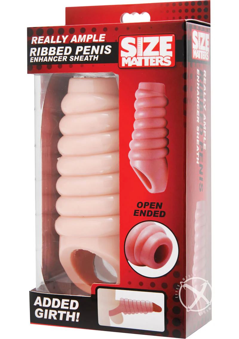 Size Matters Really Ample Ribbed Penis Enhancer Sheath - Image 4