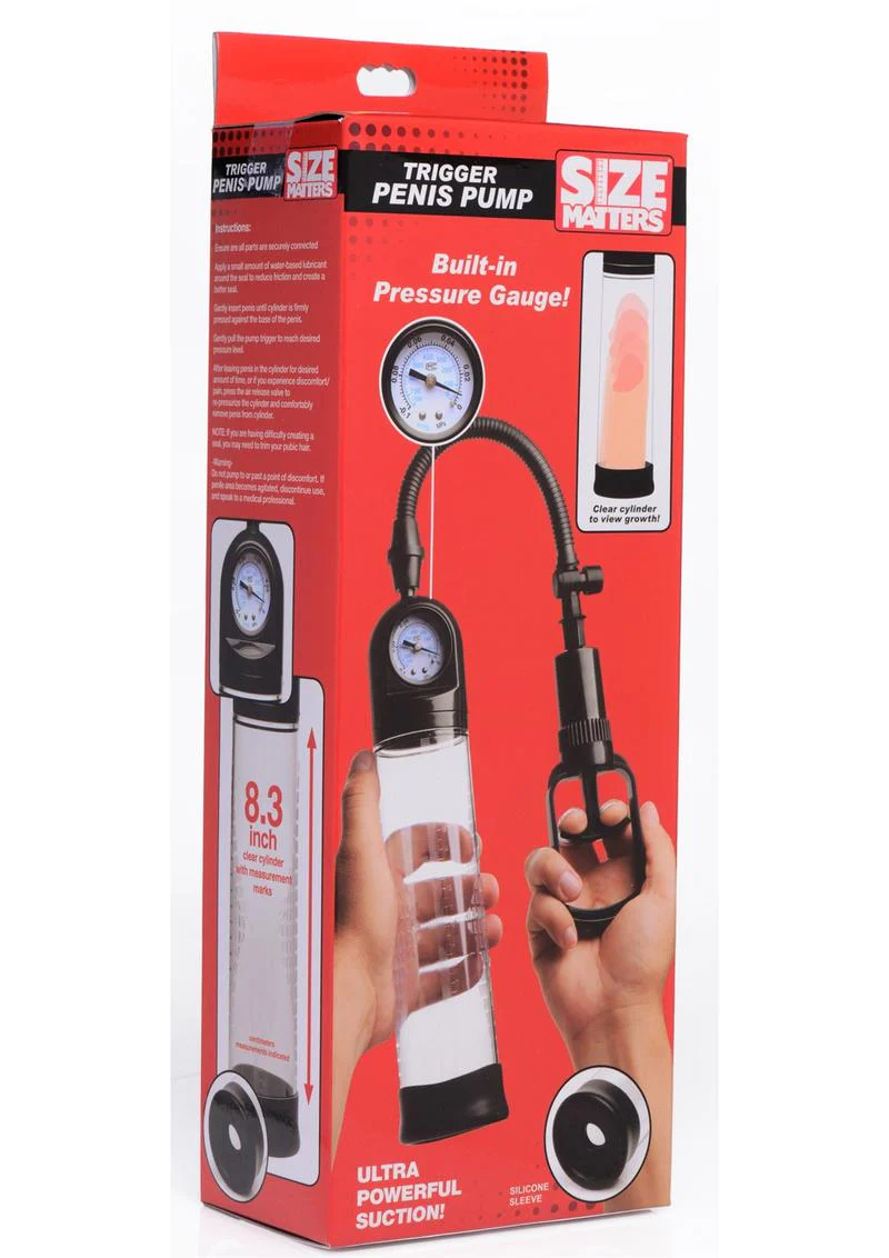 Size Matters Trigger Penis Pump with Built-In Pressure Gauge - Image 4