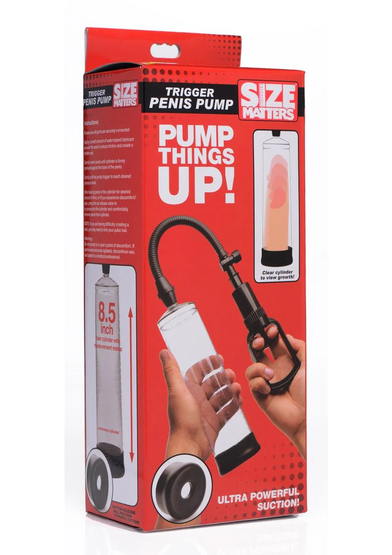 Size Matters Trigger Penis Pump with Clear Cylinder - Image 4