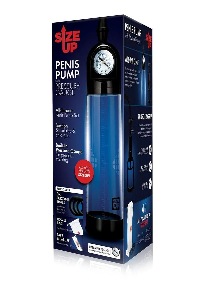 Size Up All-in-One Penis Pump with Pressure Gauge Enlargement Set - Image 3