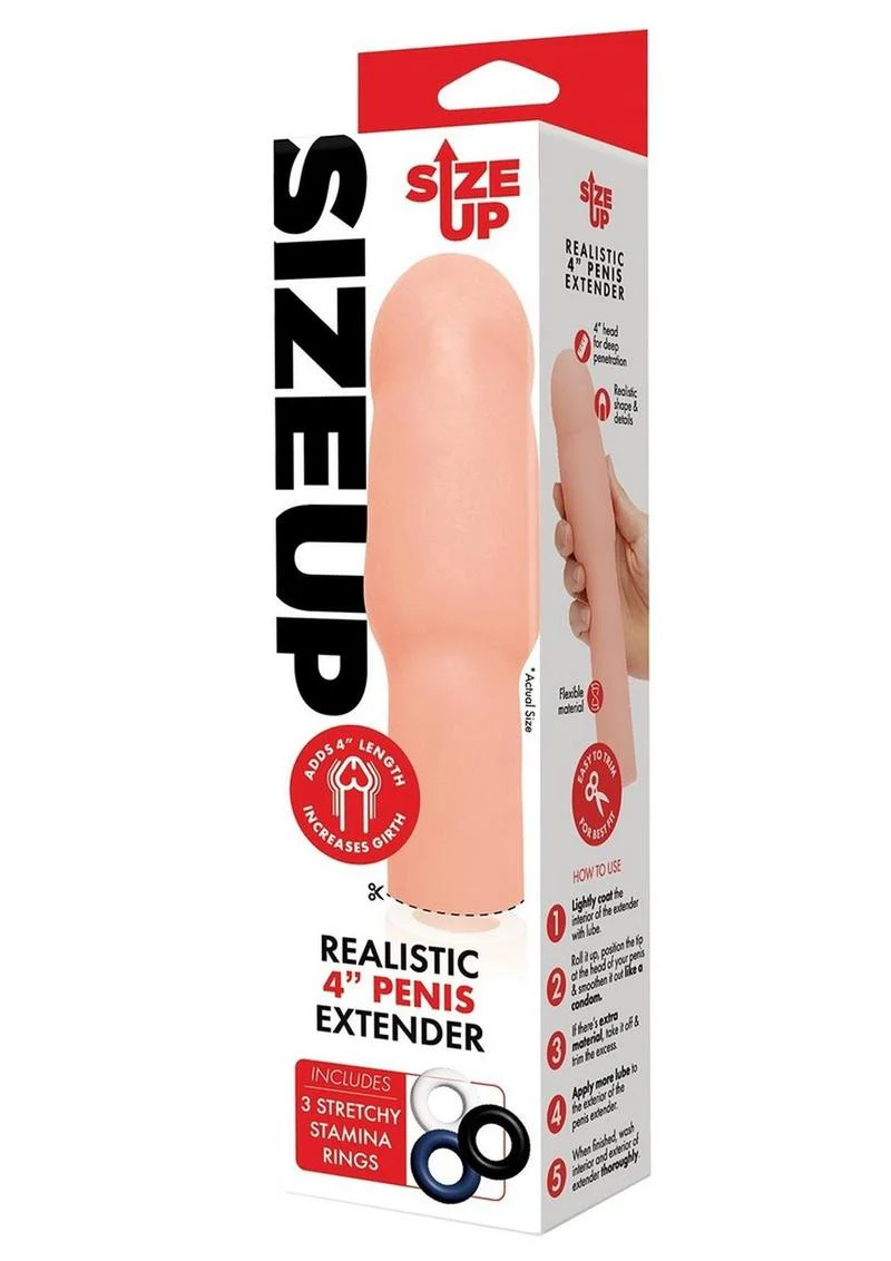 Size Up Realistic Penis Extender Vanilla with Stamina Rings - Image 4