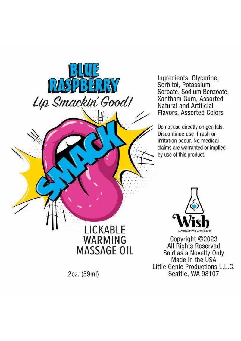 Smack Blue Raspberry Lickable Warming Massage Oil - Image 2