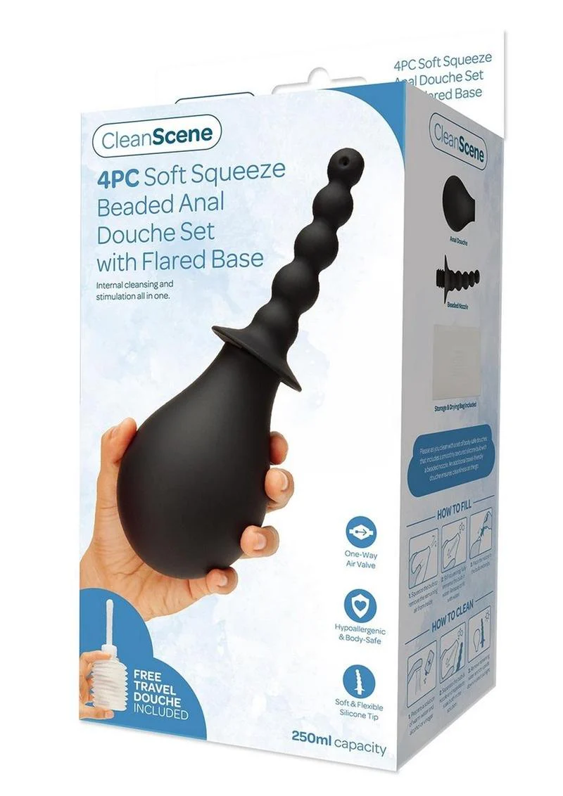 Soft Squeeze Beaded Anal Douche Set with Flared Base - Image 3