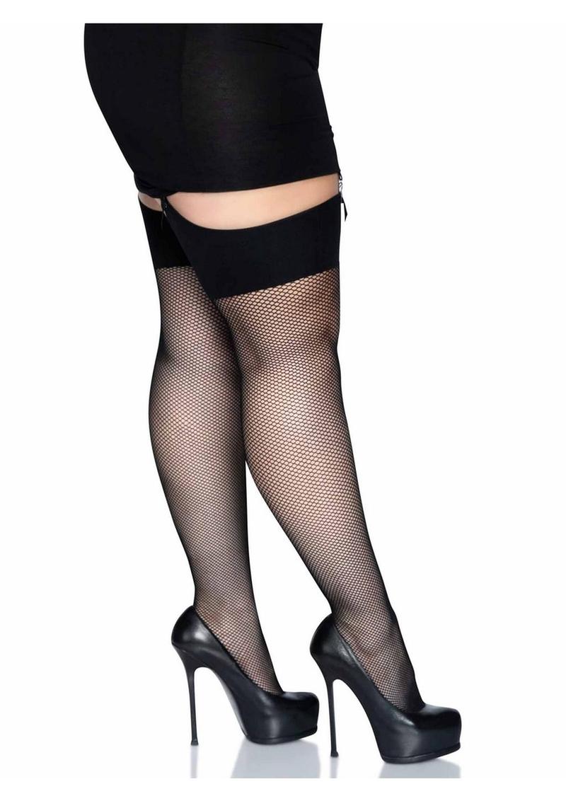 Spandex Fishnet Stockings With Comfort Wide Band Top - Image 2