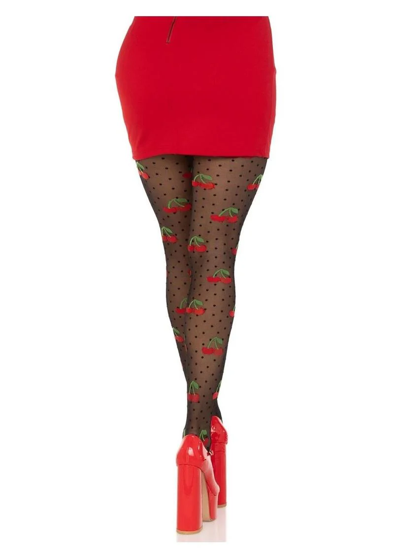 Spandex Sheer Polka Dot Cherry Tights - Image 3