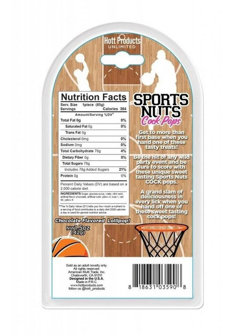 Sports Nuts Cock Pop Chocolate Flavored Lollipop Basketball Design - Image 2