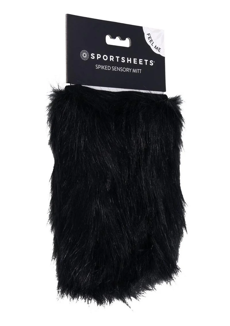 Sportsheets Spiked Sensory Mitt Black Soft Fur with Sensory Spikes - Image 4