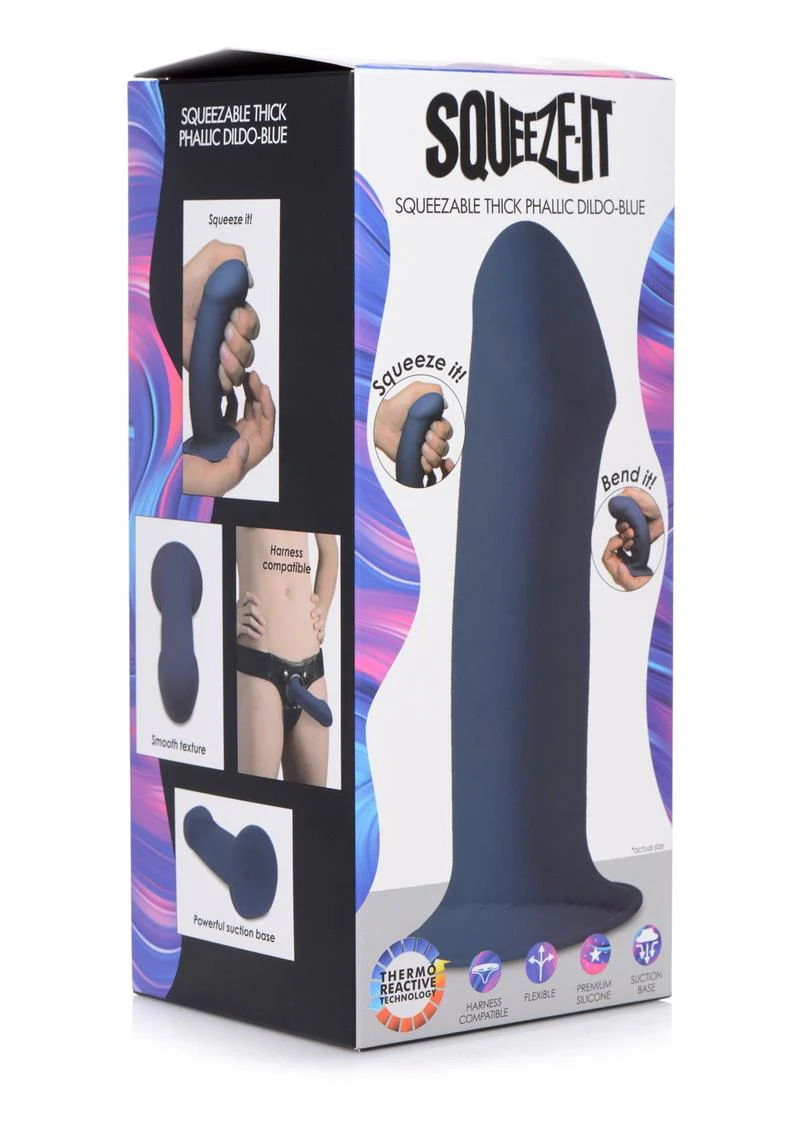 Squeeze It Squeezable Thick Phallic Dildo With Harness Compatible - Image 4