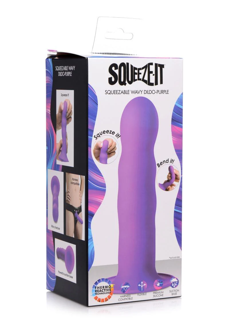 Squeeze It Squeezable Wavy And Harness Compatible Silicone Dildo - Image 4