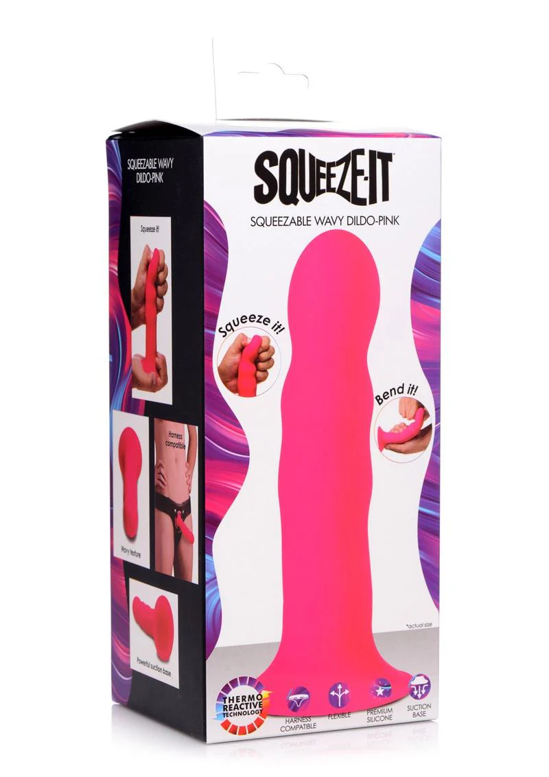 Squeeze It Squeezable Wavy Harness Compatible Silicone Dildo - Image 4